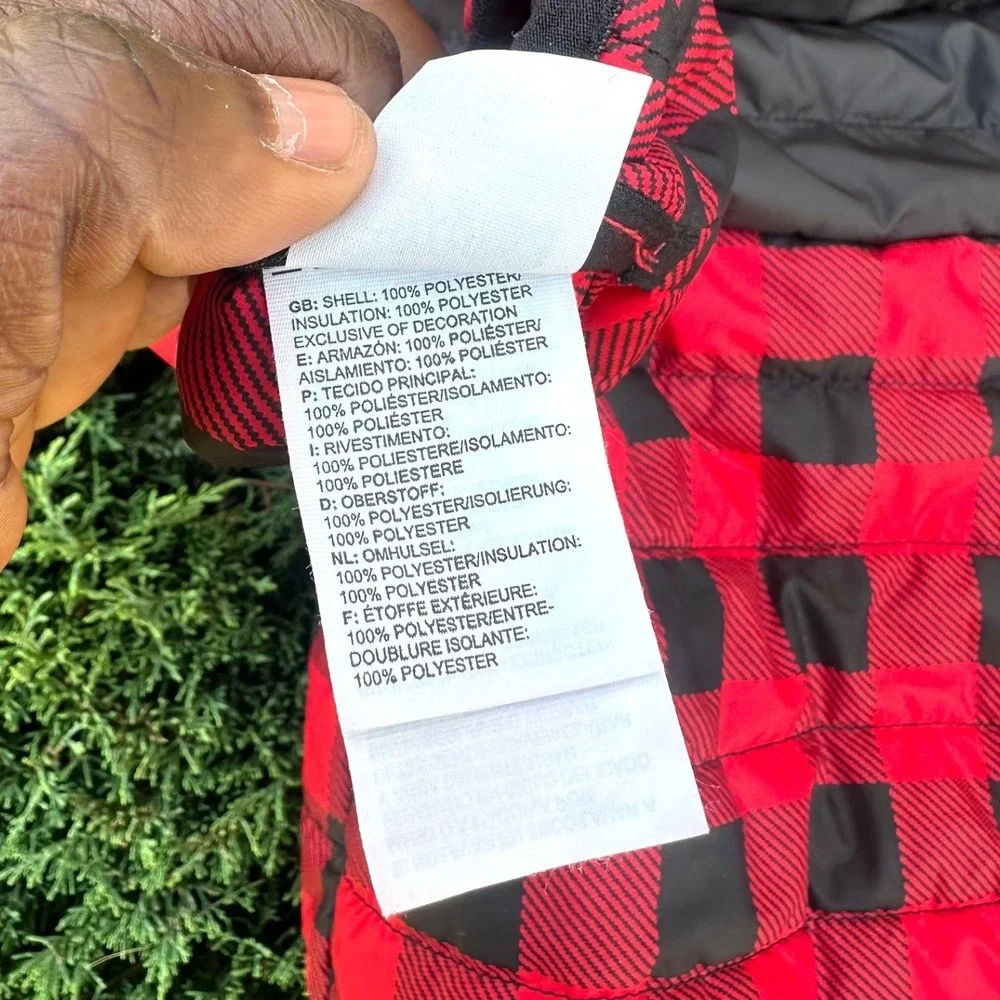 The North Face Infant Toddler Buffalo Plaid Puffer Jacket Hooded Coat 12-18M